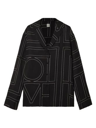 Toteme Monogram Silk Shirt - Black