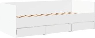 vidaXL Daybed with Drawers without Mattress White 90x200 cm Vidaxl