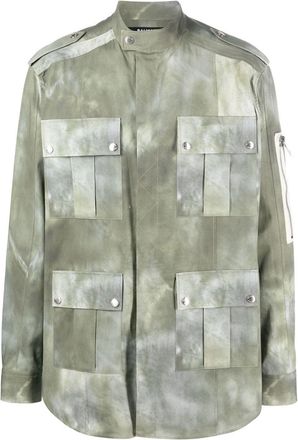 Balmain faded-effect military jacket - men - Cotton - 50 - Green