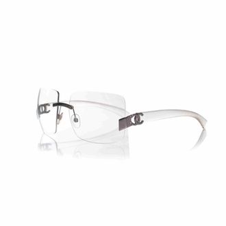 Chanel Pre-owned Womens rimless clear rectangular sunglasses - White - One Size