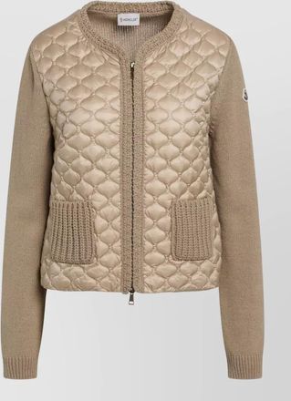 Moncler long sleeve knit jacket quilted front pockets