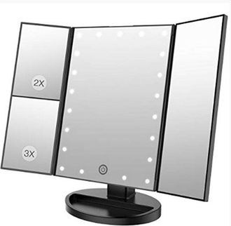 OEM Luz De Espejo De Maquillaje Con 22 Led, Espejo De Aumento Triple 2x/3x Pantalla T&aacute;ctil Ajustable Espejo De Mesa Con Rotaci&oacute;n De 90&deg; Para Uso Cosm&eacute;tico