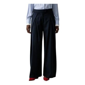 Ermanno Scervino Wijde broek - Dames - Broeken - Blauw - Maat: L Viscose