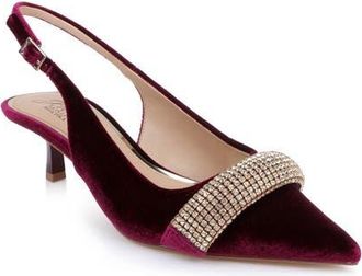 Badgley Mischka Bibi Pointed Toe Slingback Pump in Burgundy Velvet at Nordstrom, Size 7.5