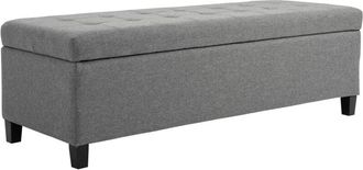 HOMCOM banco de almacenamiento puff de almacenaje taburete tapizado en lino con tapa abatible para sal&oacute;n entrada dormitorio carga 120 kg 125x49x41,5cm