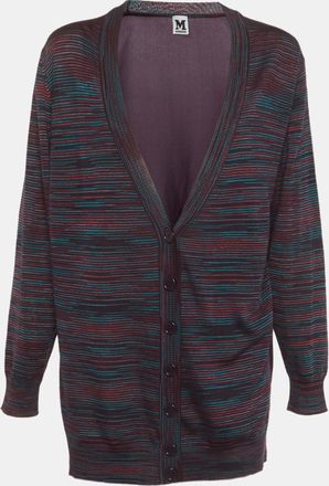 M Missoni Multicolour Knit And Silk Button Front Cardigan