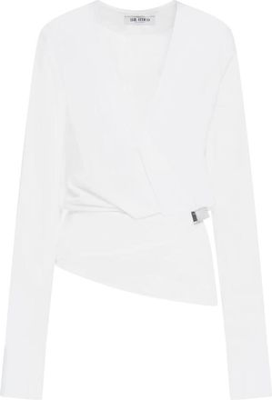 The Attico Blouse met wikkeldesign - Dames - Blouses - Wit - S - Katoen - Overhemden