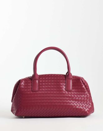 Glamorous borsa bowling intrecciata rosso ciliegia