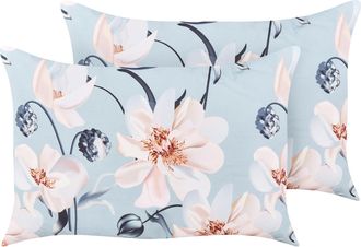 Beliani Beliani - Conjunto De 2 Cojines De Jard&iacute;n Almohada De Exterior 40 X 60 Cm Poli&eacute;ster Estampado Floral Multicolor Apricale