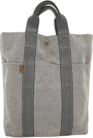 Herm&egrave;s Gray Canvas Tote Bag (Pre-Owned)