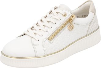 Remonte Plateausneaker REMONTE, Damen, Gr. 36, weiss (sanftes wei&szlig;, goldfarben), Leder, Lederimitat, Schuhe Plateausneaker, Freizeitschuh, Halbschuh, Schn&uuml;rer