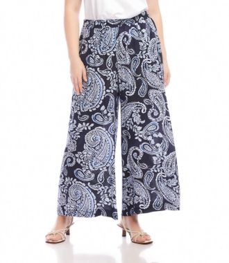 Karen Kane Wide-Leg Pants - Plus Size In Paisley