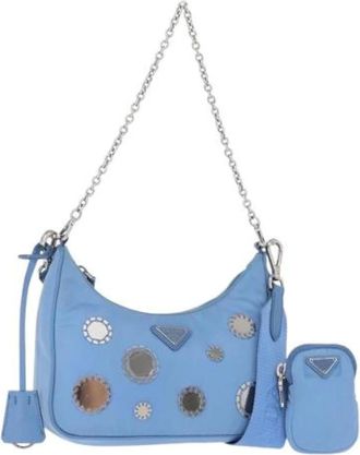 Prada Pre-owned Shoulder Bags, female, Blue, Size: ONE SIZE Pre-owned Nylon Shoulder Bag