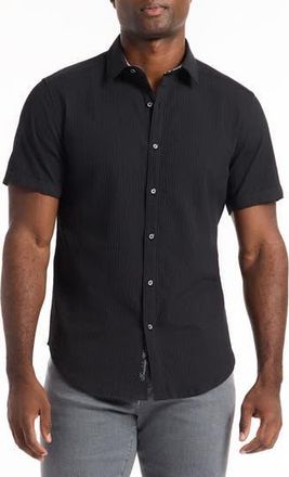 Robert Graham Harbor Short Sleeve Stretch Cotton Button-Up Shirt in Black at Nordstrom Rack, Size Small