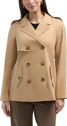 Ellen Tracy Womens Short Raglan Trench