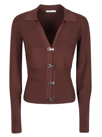 Patrizia Pepe Fitted Viscose-Blend Polo Collar Knit