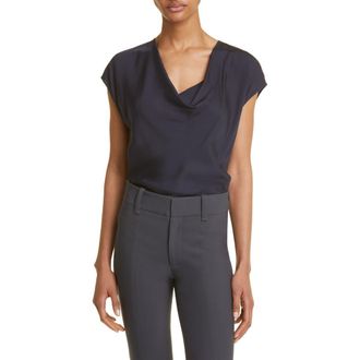 Vince Cowl Neck Cap Sleeve Silk Blend Blouse in Coastal at Nordstrom Rack, Size X-Small
