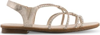 Rieker Schoenen, Dames, Beige, 41 EU, Leer, Sandaal met parelversiering voor comfort