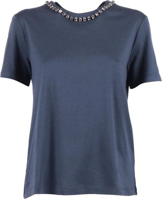 Max Mara T-shirt Bingo - Dames - T-shirts - Blauw - S - Katoen - Tops