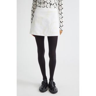 Marimekko Kirjasto Unikko Jacquard A-Line Faille Miniskirt in White Light Grey at Nordstrom, Size 14 Us