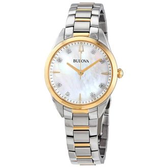 Bulova Sutton Quartz Diamond Mother of Pearl Dial Ladies Watch 98P184