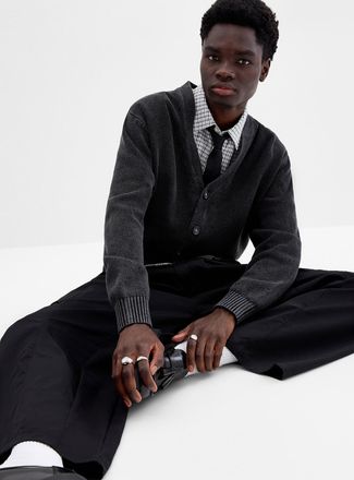 Djab Mens Cropped washed Cardigan Sweater