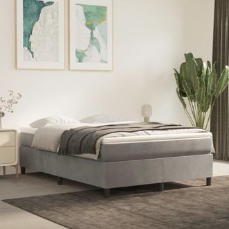 vidaXL Vidaxl - Cama Box Spring Con Colch&oacute;n Terciopelo Gris Claro 140x200 Cm
