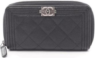 Chanel Pre-owned Wallets, female, Black, Size: ONE SIZE Pre-owned Leather Wallet