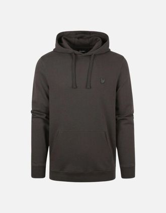 Lyle & Scott Mens Lyle & Scott Tonal Eagle Logo Gunmetal Grey Pull Over Hoodie - Black - Size: 40