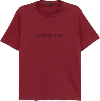 Michael Kors T-shirt in cotone con logo goffrato - Rosso
