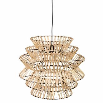 Wanderlust Deco L&aacute;mpara De Techo De Rafia Y Metal Marr&oacute;n 51x51x46h Cm
