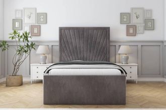 Sloomy Somerset Naples Frame-Mattress - 50 Upholstered Headboard in Grey | Size: Super King