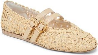 Dolce Vita Baylee Sunflower Raffia Flat in Light Natural Macrame at Nordstrom, Size 10