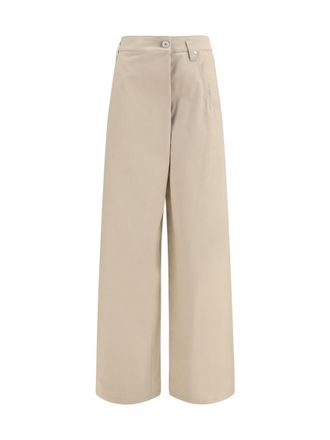 Brunello Cucinelli Beige Relaxed Flat Front Pants