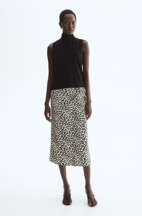 H&M Midi Skirt in Cream/leopard Print at Nordstrom, Size Xx-Large
