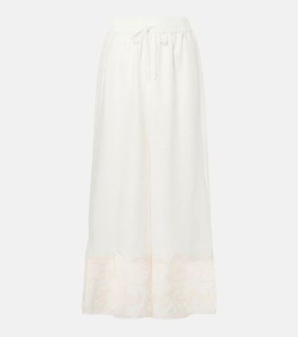 Alemais Al&eacute;mais Culottes de lino bordados
