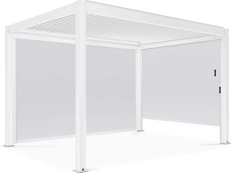 Oviala P&eacute;rgola bioclim&aacute;tica blanca de 3x4m autoportante con 2 toldos