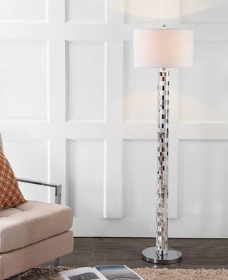 Jonathan Y Designs Liam Seashell Mosaic LED Floor Lamp in Cream/chrome at Nordstrom