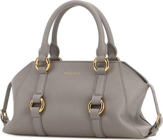 Alexander McQueen Womens Farringdon Small Shoulder Bag Gray Calf