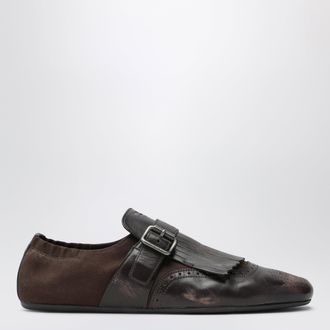 Prada Dark brown leather Shuffle buckle shoes