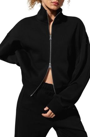 LilySilk SILKERRY Oversized Heirloom 89 Zip Stand Collar Jacket in Black at Nordstrom, Size X-Large