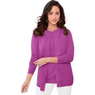 Jessica London Fine Gauge Cardigan in Deep Orchid at Nordstrom, Size 12