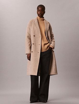 Calvin Klein Peacoat Holgado De Mezcla De Lana