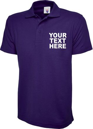 Generic Premium Personalised Embroidered Uneek Polo Shirt Customised Boys Girls Adults Novelty Workwear Uniform Staff Gift Tee Top (Purple, 3XL, 3X_l)