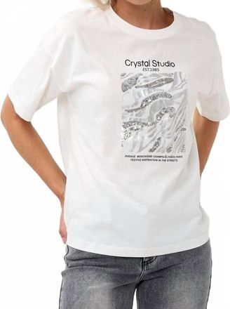 Esqualo T-Shirt Crystal Studio Top In Off White
