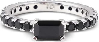 Izabel Display Ultra Slim ring - women - 18k Gold Plated Rhodium/Zirconia - 52 - Silver