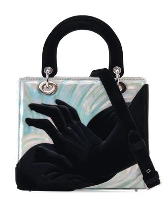 Dior 2022 Alex Gardner Medium Patent and Velvet Art Lady Dior satchel - women - Patent Leather/Velvet - One Size - Black