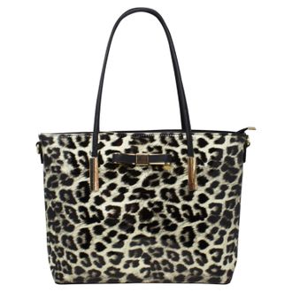 SVNX Womens Patent Leopard Print Tote Bag - Black - One Size