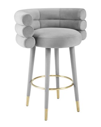 TOV Furniture Tov Furniture Betty Grey Velvet Barstool