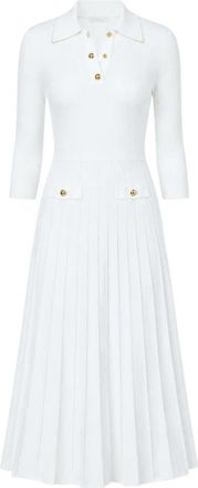Michael Kors Polo Flare Midi Jurk - Dames - Kleedjes - Wit - S - Leer - Kleedjes